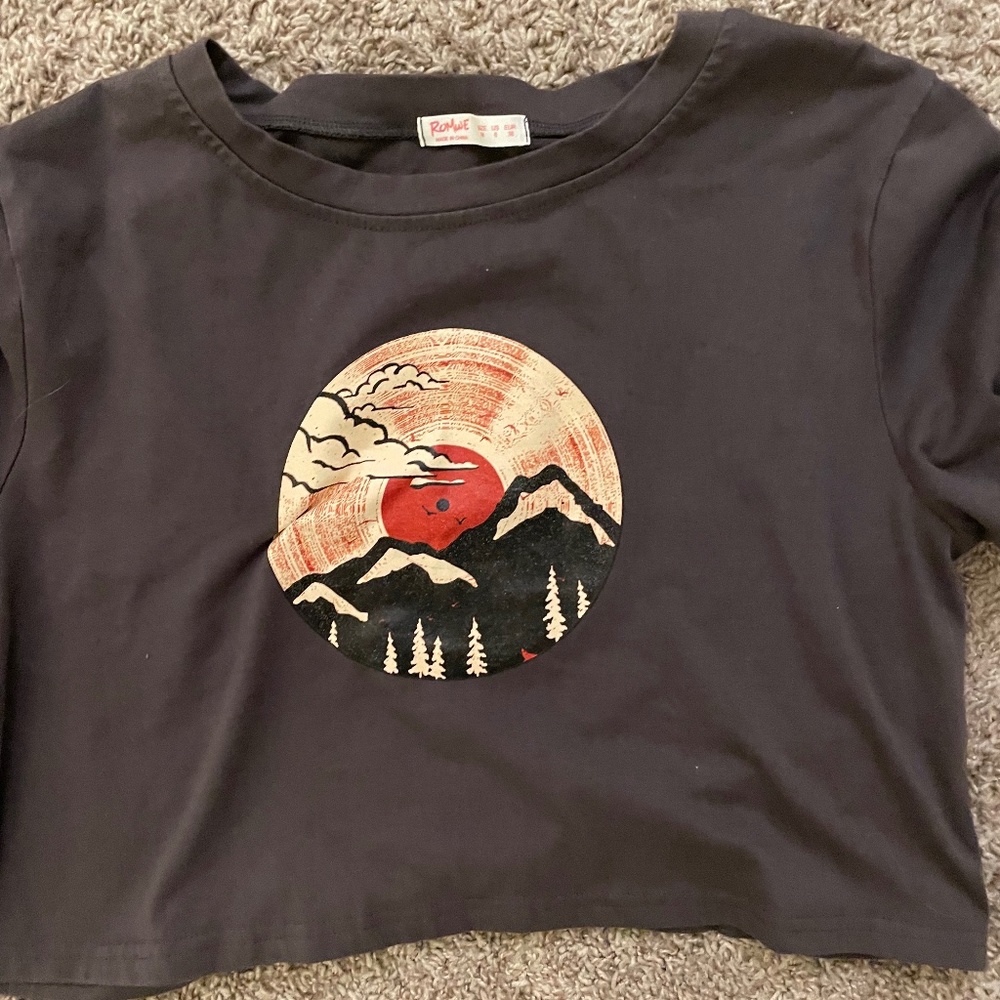 Graphic Grey Crop Top